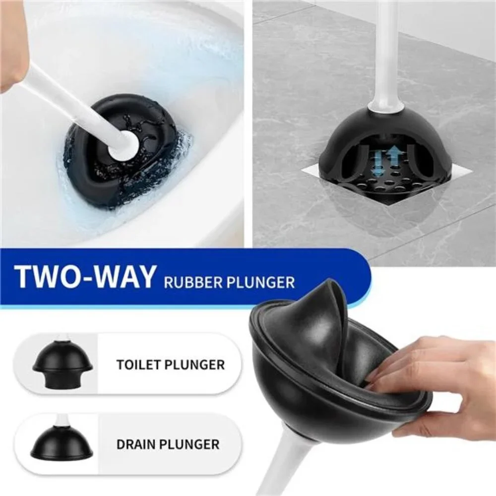Toilet Plunger and Bowl Brush Set Heavy Duty Bathroom Cleaning Tool White